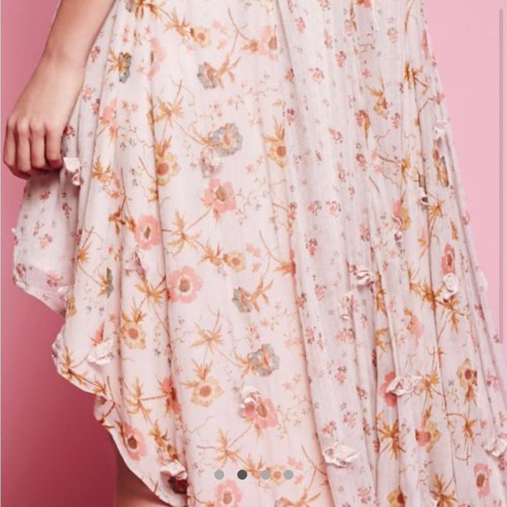 Free People Charm School flora Printed dress high low hem blush pink size small - Picture 3 of 7